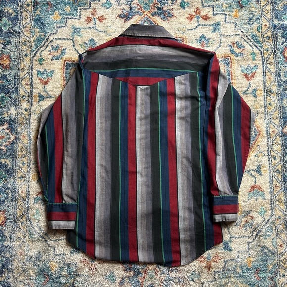 Vintage 1980s Striped Pearl Snap Shirt Size XL - Picture 2 of 4